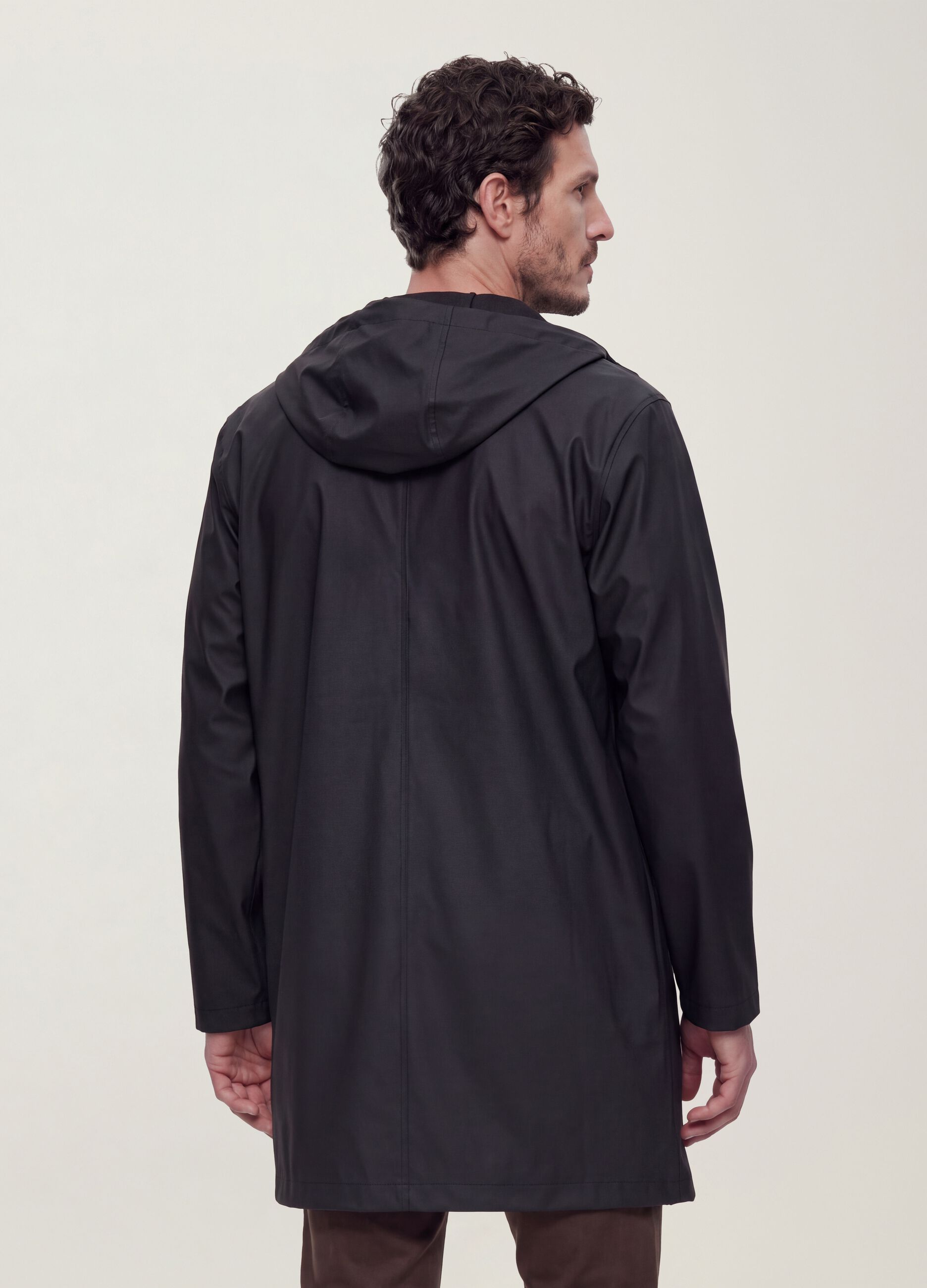 Black regular-fit raincoat with zip