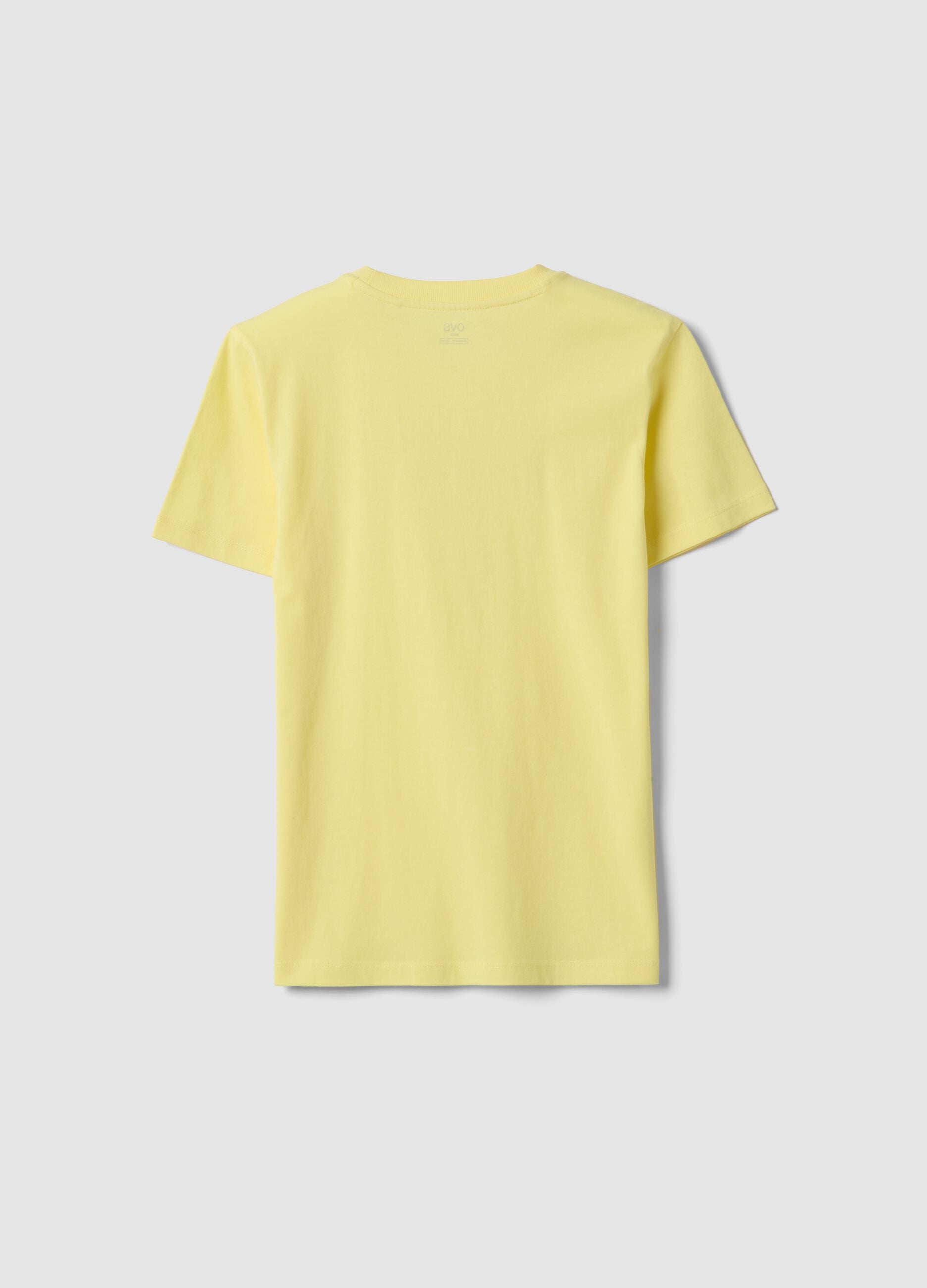 Yellow pure cotton boys' regular fit t-shirt with print