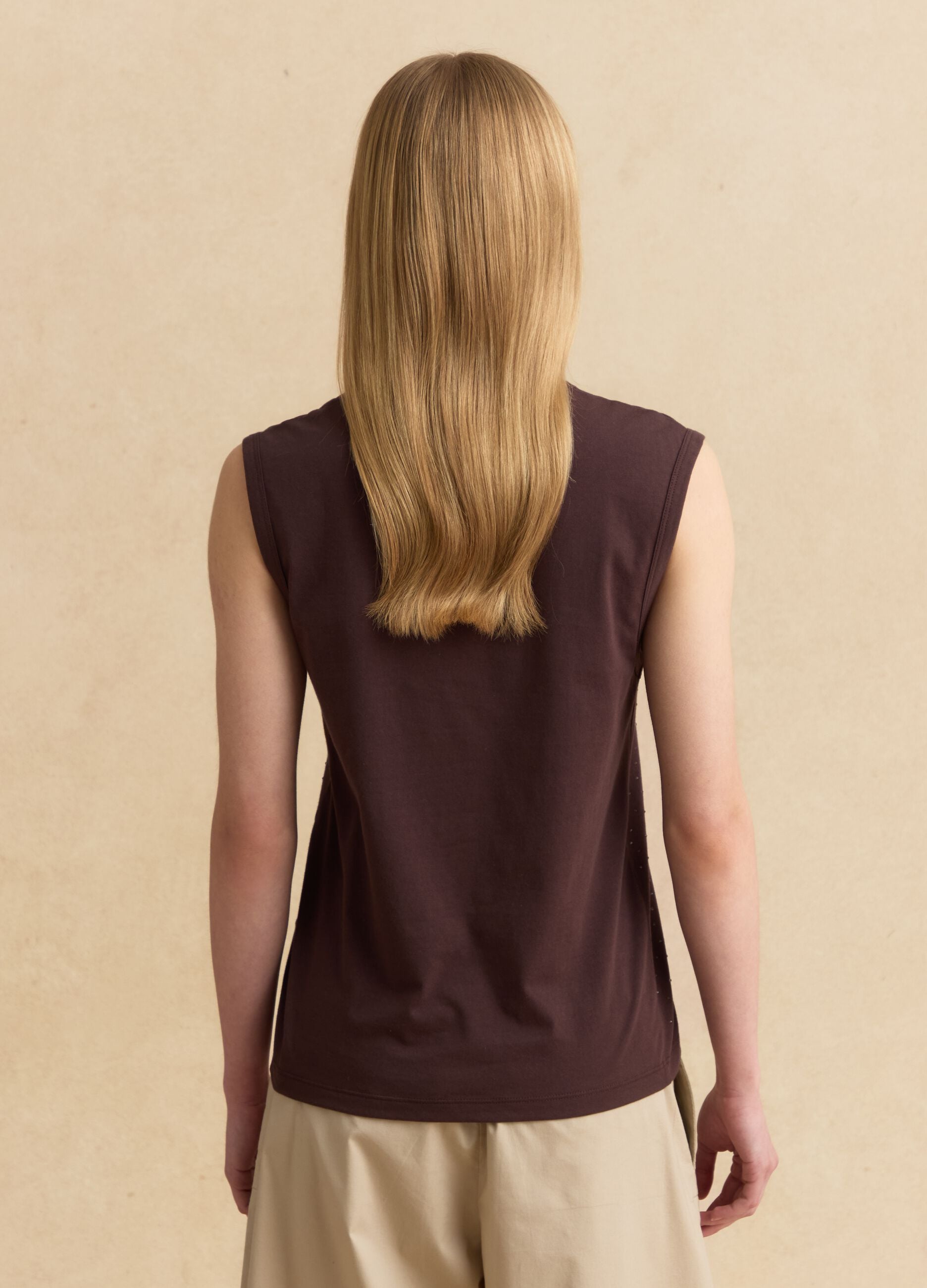 Brown cotton-blend top
