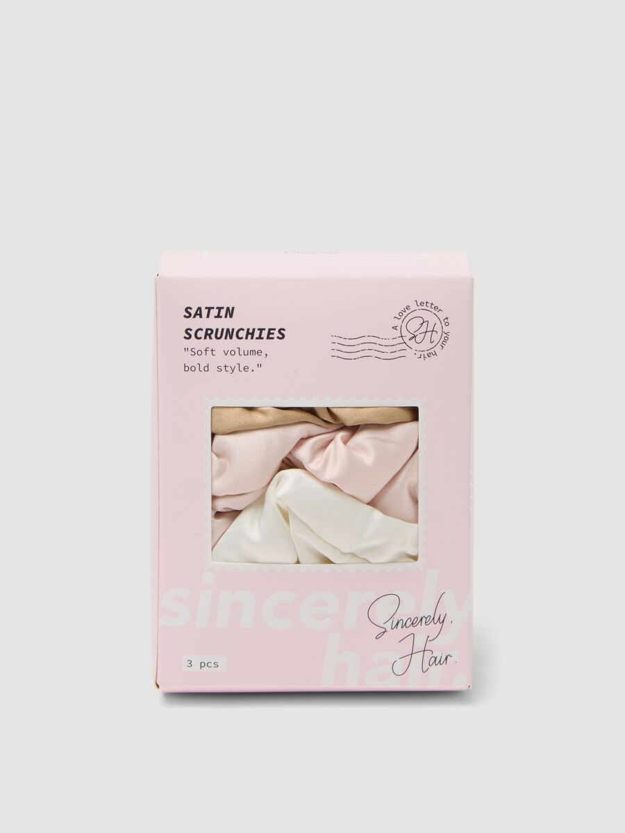 SINCERELY HAIR Satin Scrunchies (3-Pack) Pink&ndash;Mocha&ndash;White_0