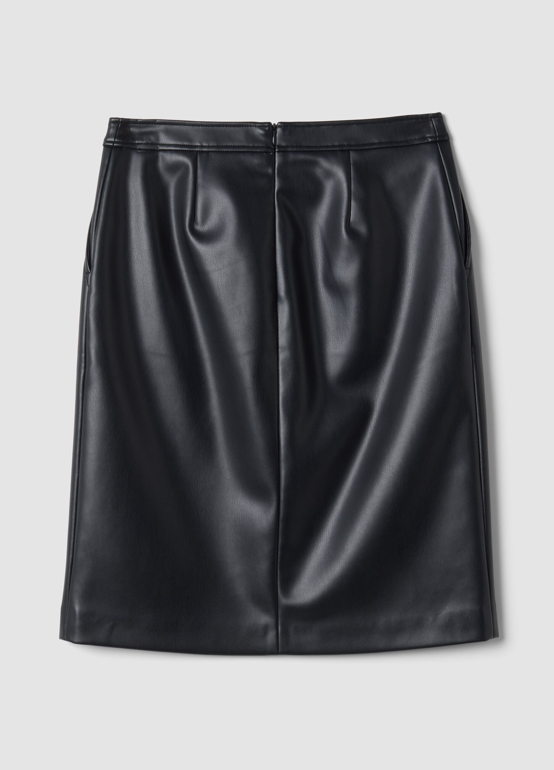 Black lined midi skirt with front slit