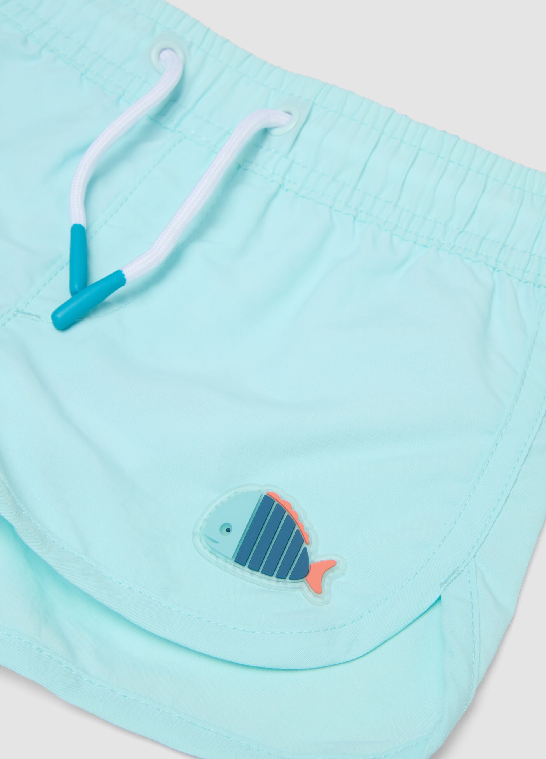 Sea-blue boxer swim shorts with back pocket