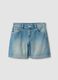 Blue pure-cotton denim shorts for girls, regular fit with polka-dot detail_3