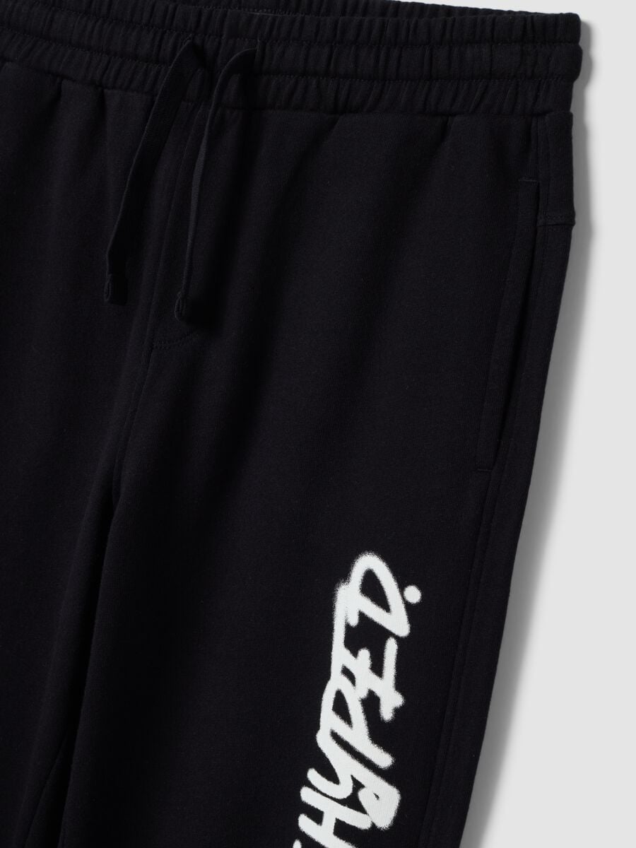 Blue oversized pure cotton joggers with &ldquo;Get Hyped&rdquo; slogan for boys_4