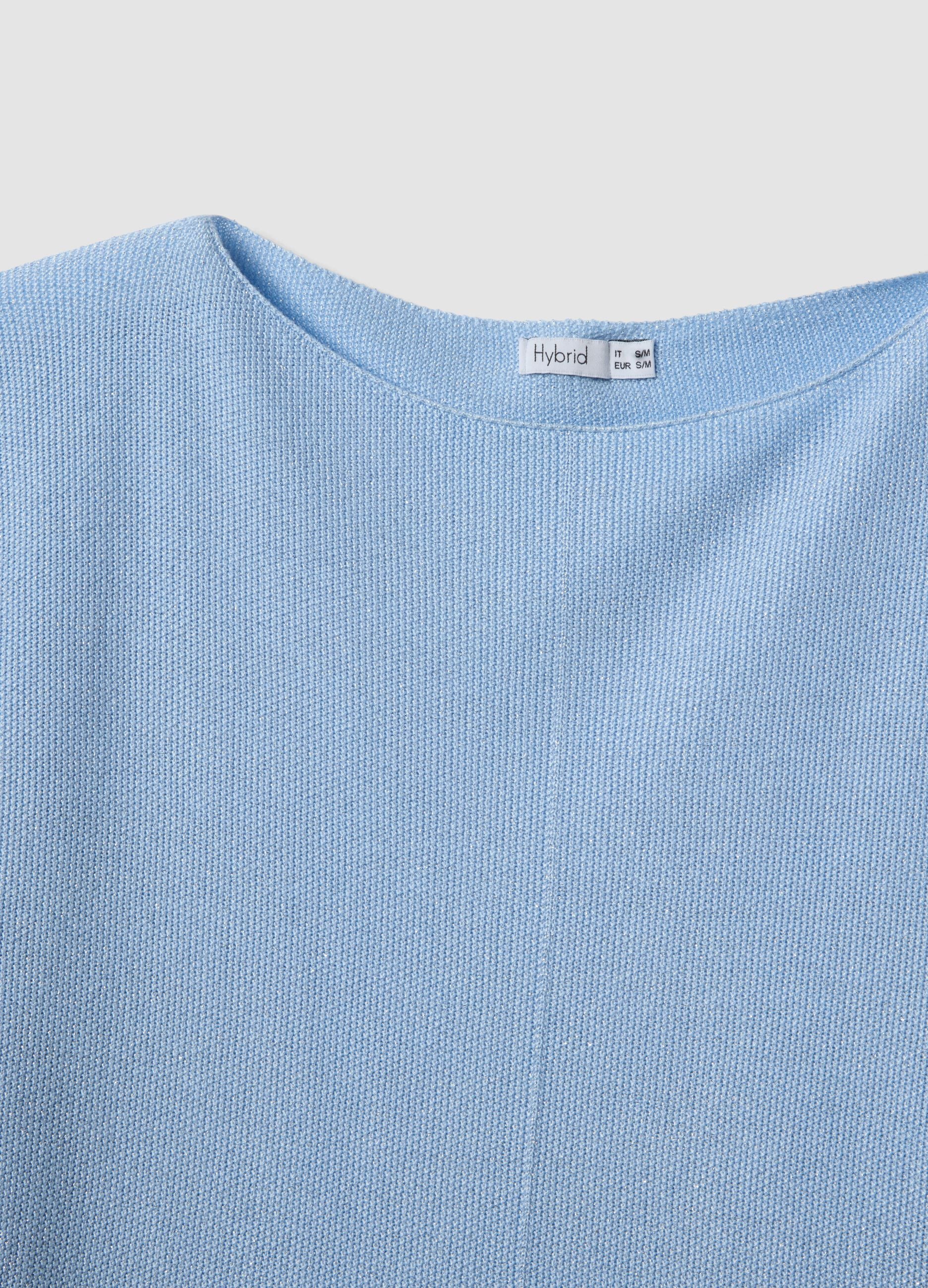 Light blue viscose-blend regular-fit T-shirt