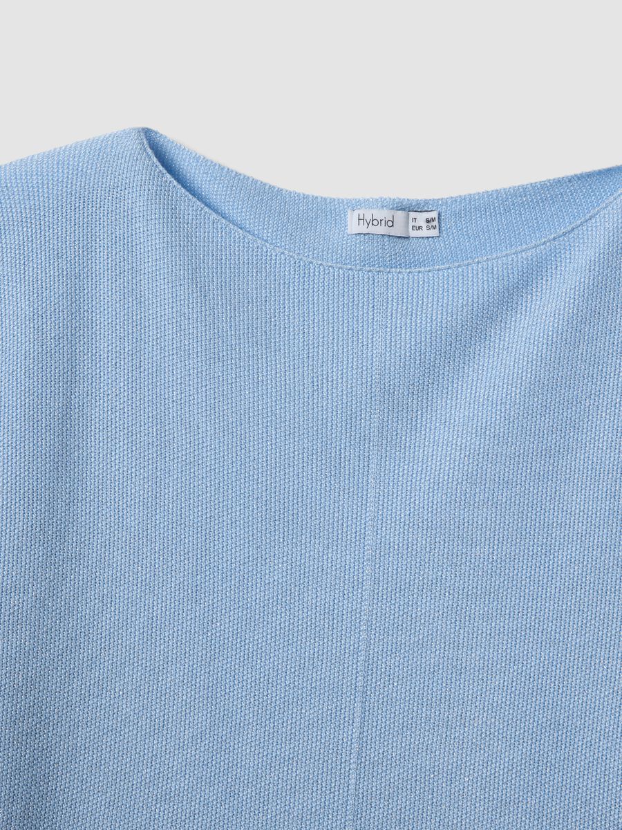 T-shirt azzurra in misto viscosa regular fit_5