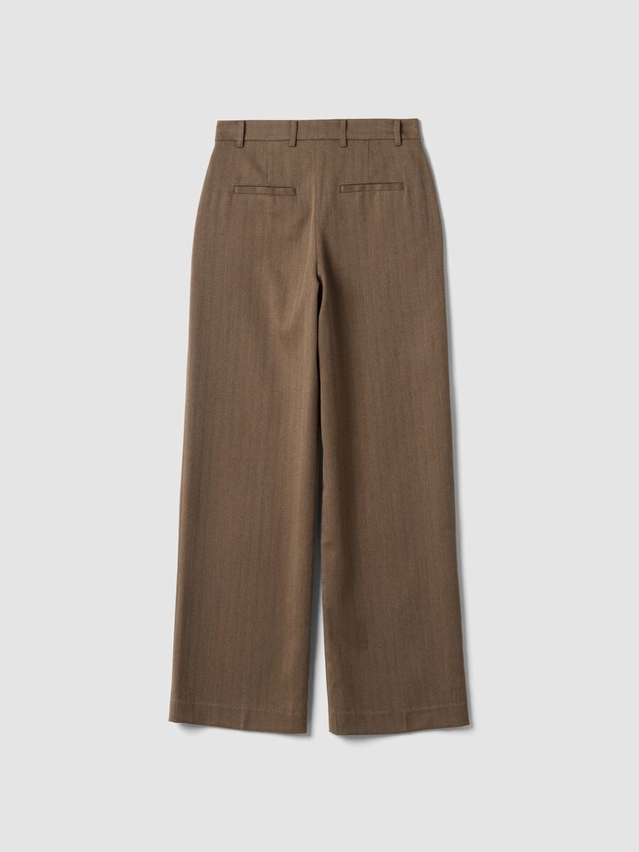 Brown regular-fit formal trousers in stretch viscose_6
