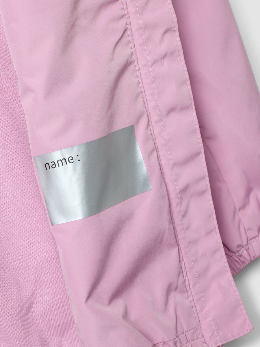 Pink hooded rain jacket with zip for girls, regular fit_3