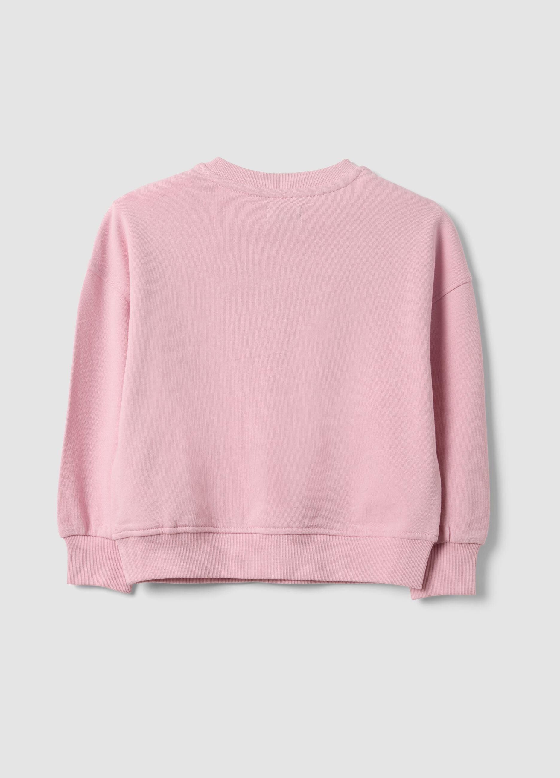 Pink pure cotton sweatshirt with heart print, regular fit, for girls