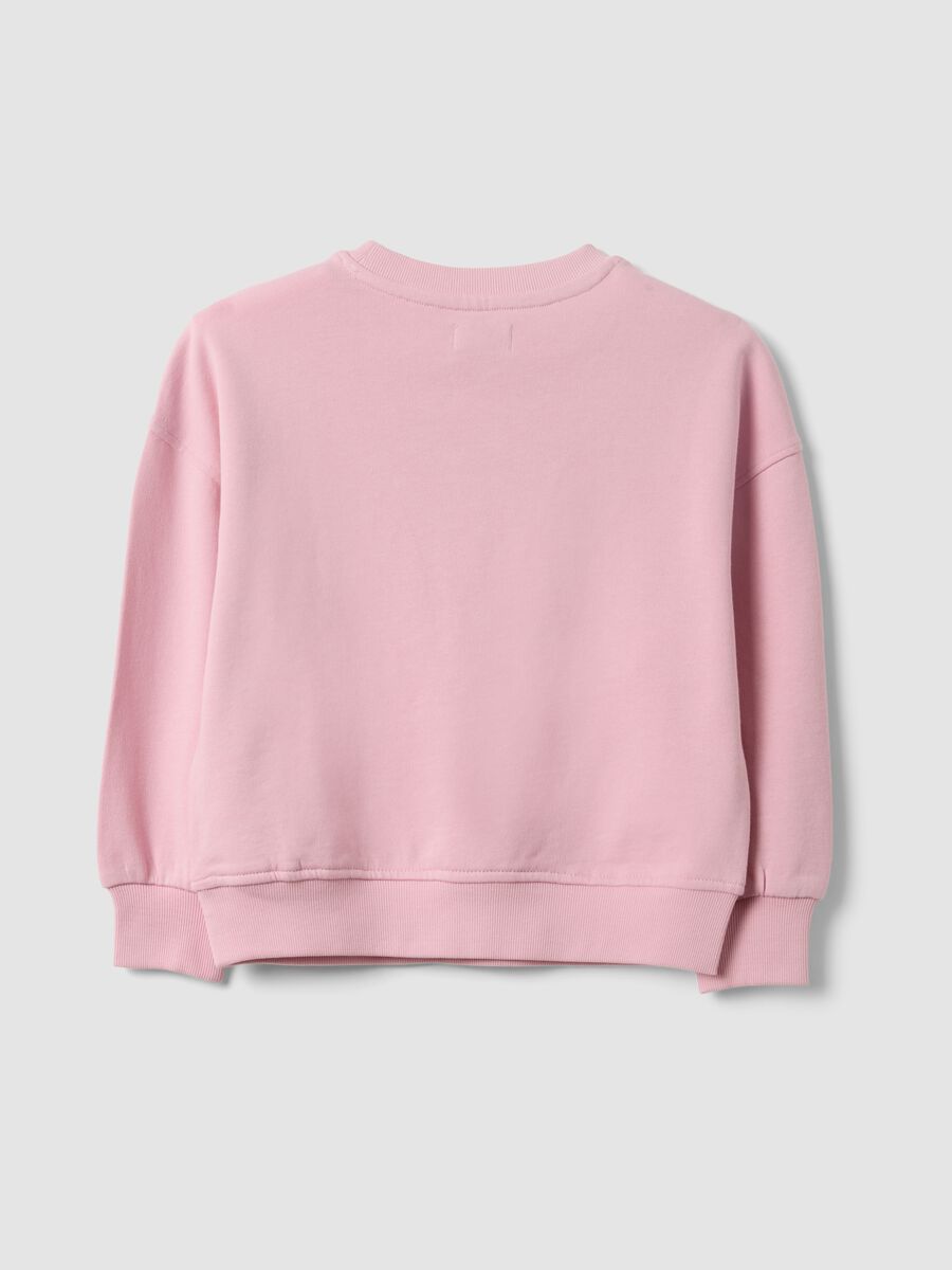 Pink pure cotton sweatshirt with heart print, regular fit, for girls_1