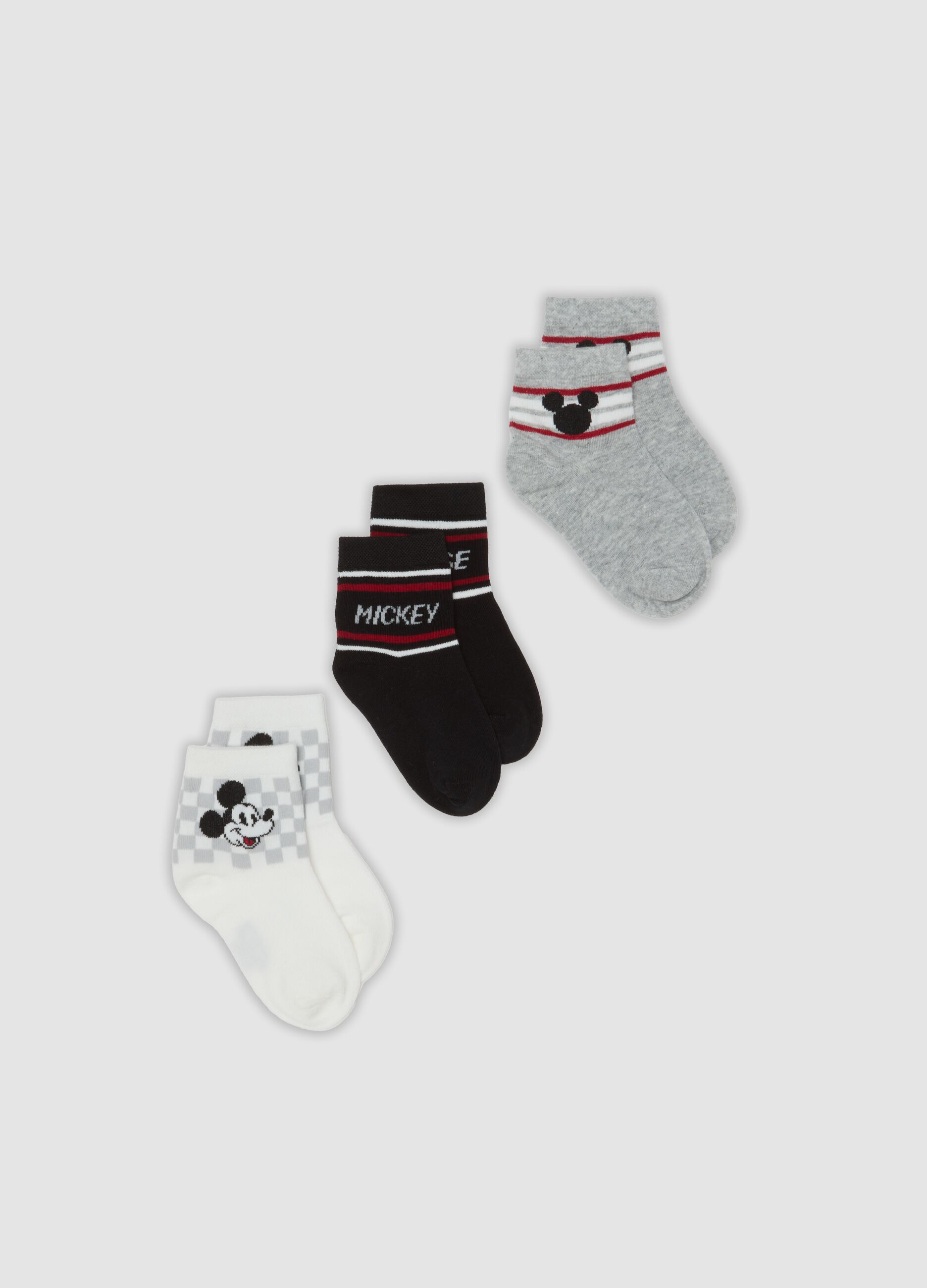 3-pack of multicoloured Mickey-themed organic stretch cotton ankle socks