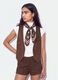 Brown stretch fabric gilet with studs, regular fit_0
