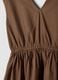 Brown pure cotton regular-fit dress with embroidery and V-neck_5