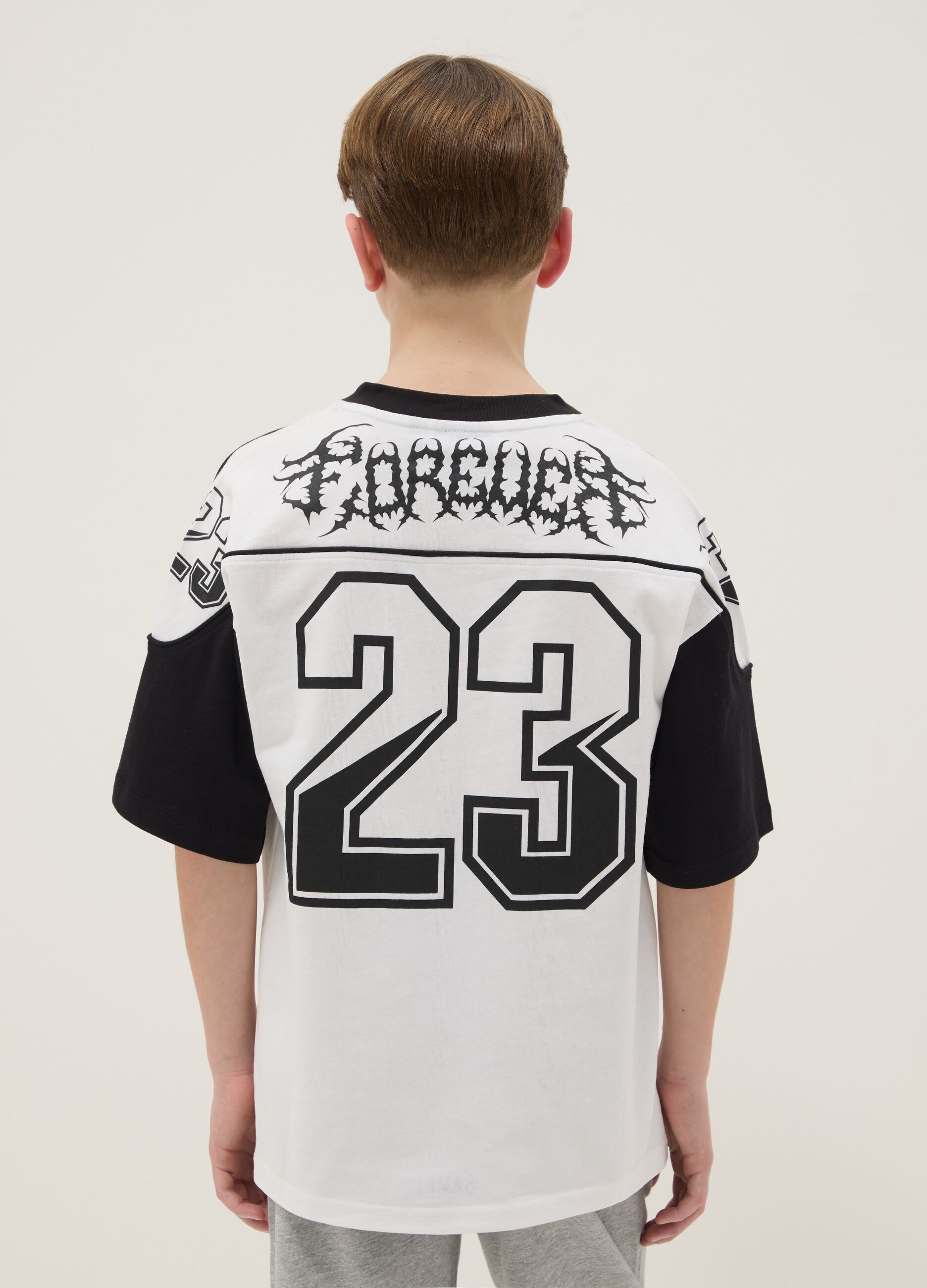 Multicolor pure cotton oversized children's T-shirt with prints