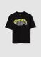 Black pure cotton T-shirt with front print_3