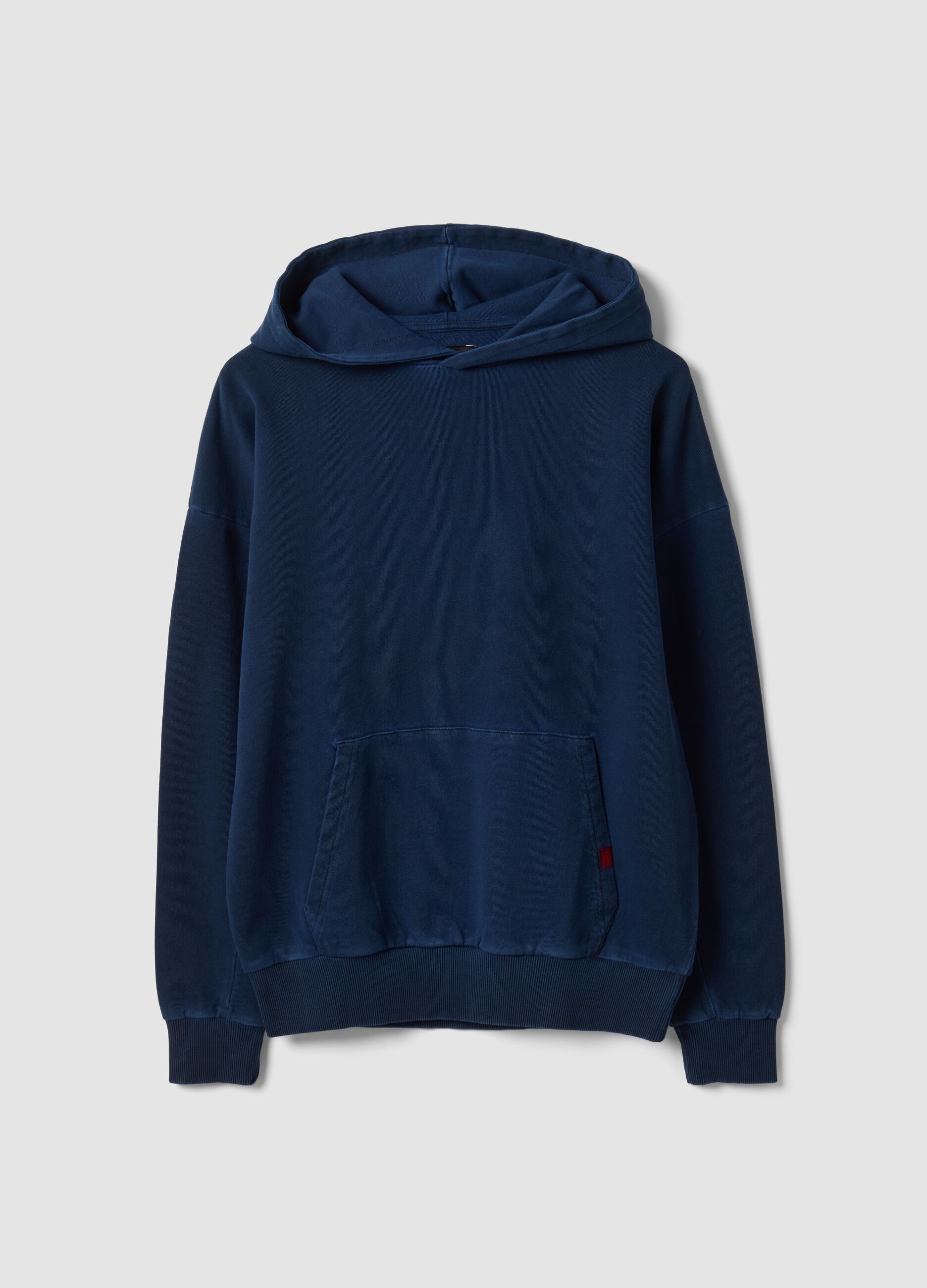 Navy pure cotton hoodie with oversized fit