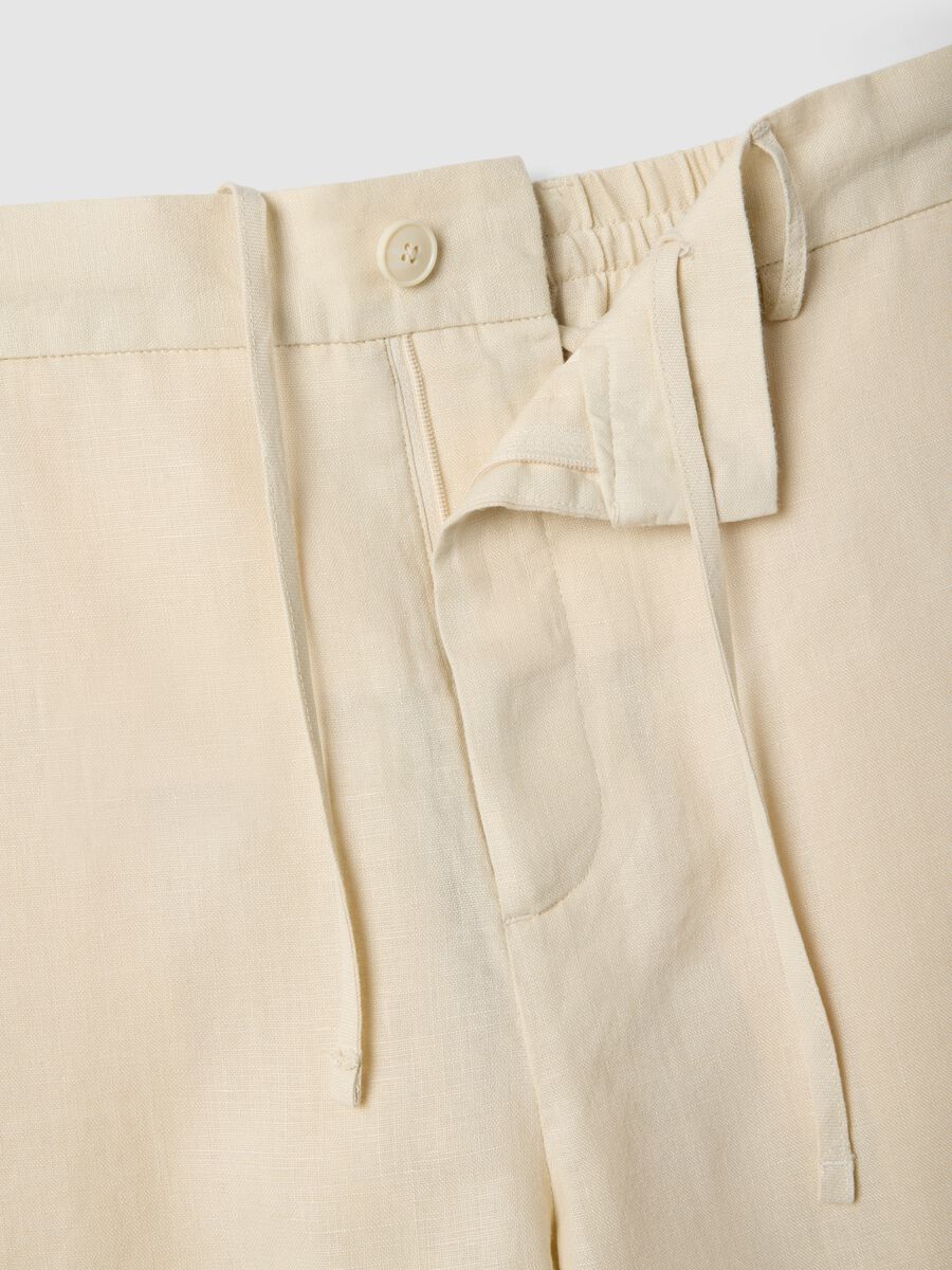 White pure linen trousers with regular fit_5