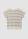 Beige open-knit top with light blue stripes in stretch cotton, regular fit_4