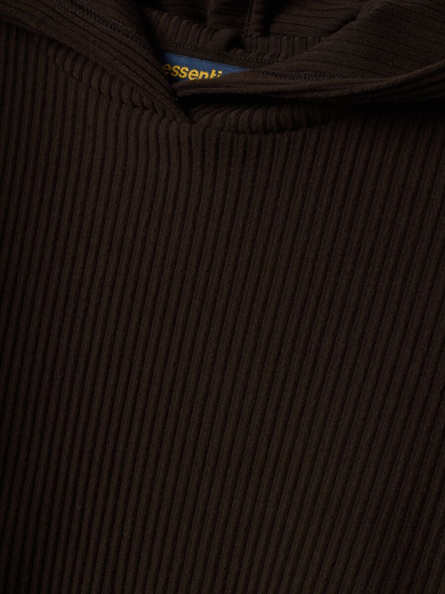Felpa marrone in viscosa elasticizzata a coste regular fit_1