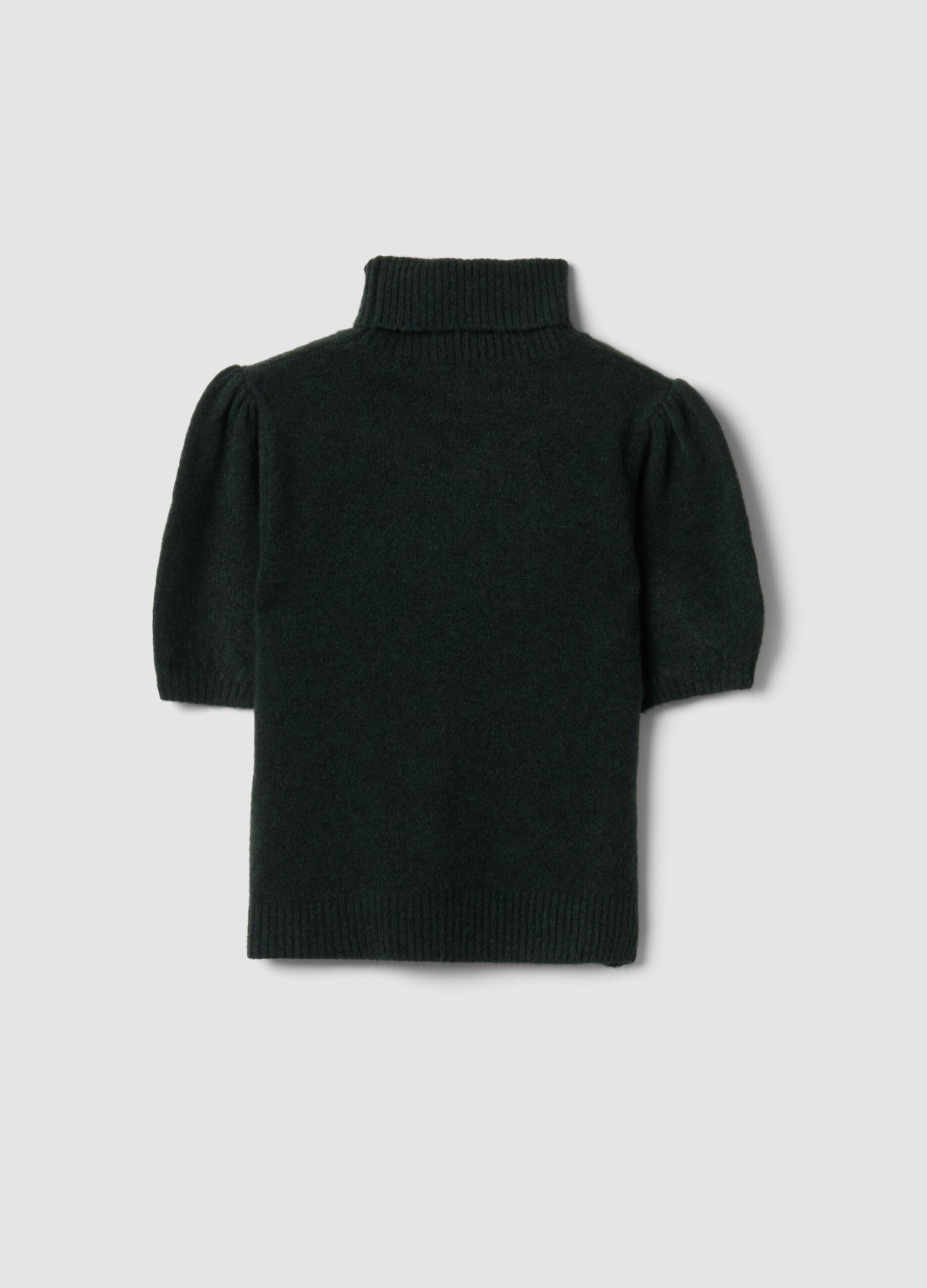 Green stretch-viscose turtleneck top