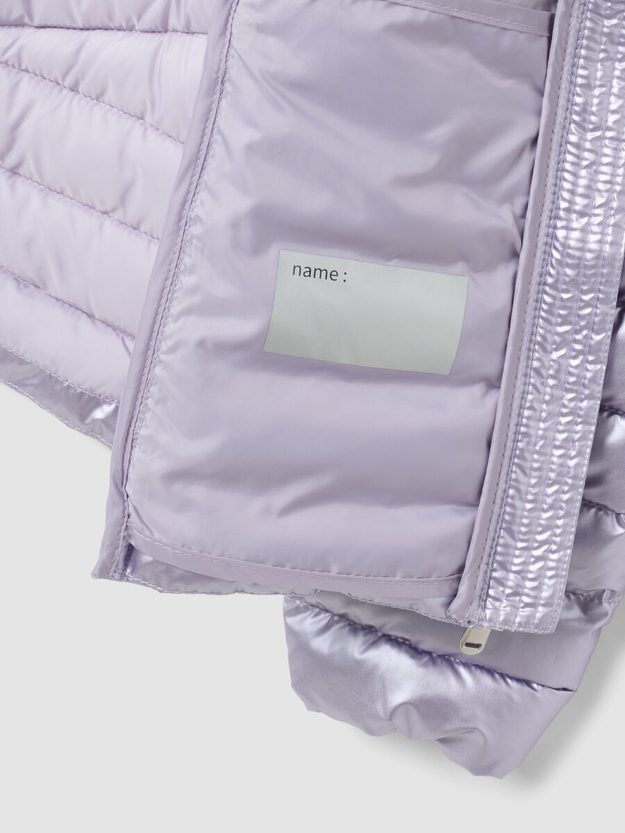 Giacca Ultralight imbottita viola con cappuccio e zip per ragazza_2
