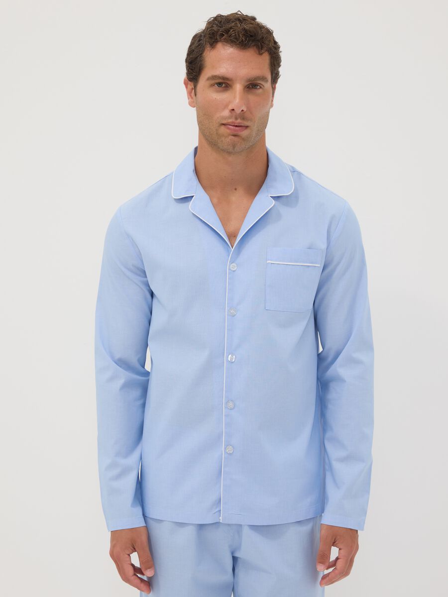 Light blue organic cotton pyjamas with collar_1