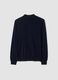 Navy pure merino wool polo jumper with polo collar_2
