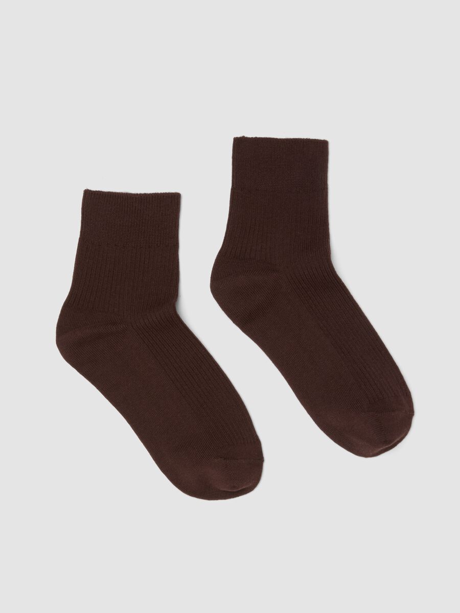 Calzini marroni alla caviglia in cotone elasticizzato_0