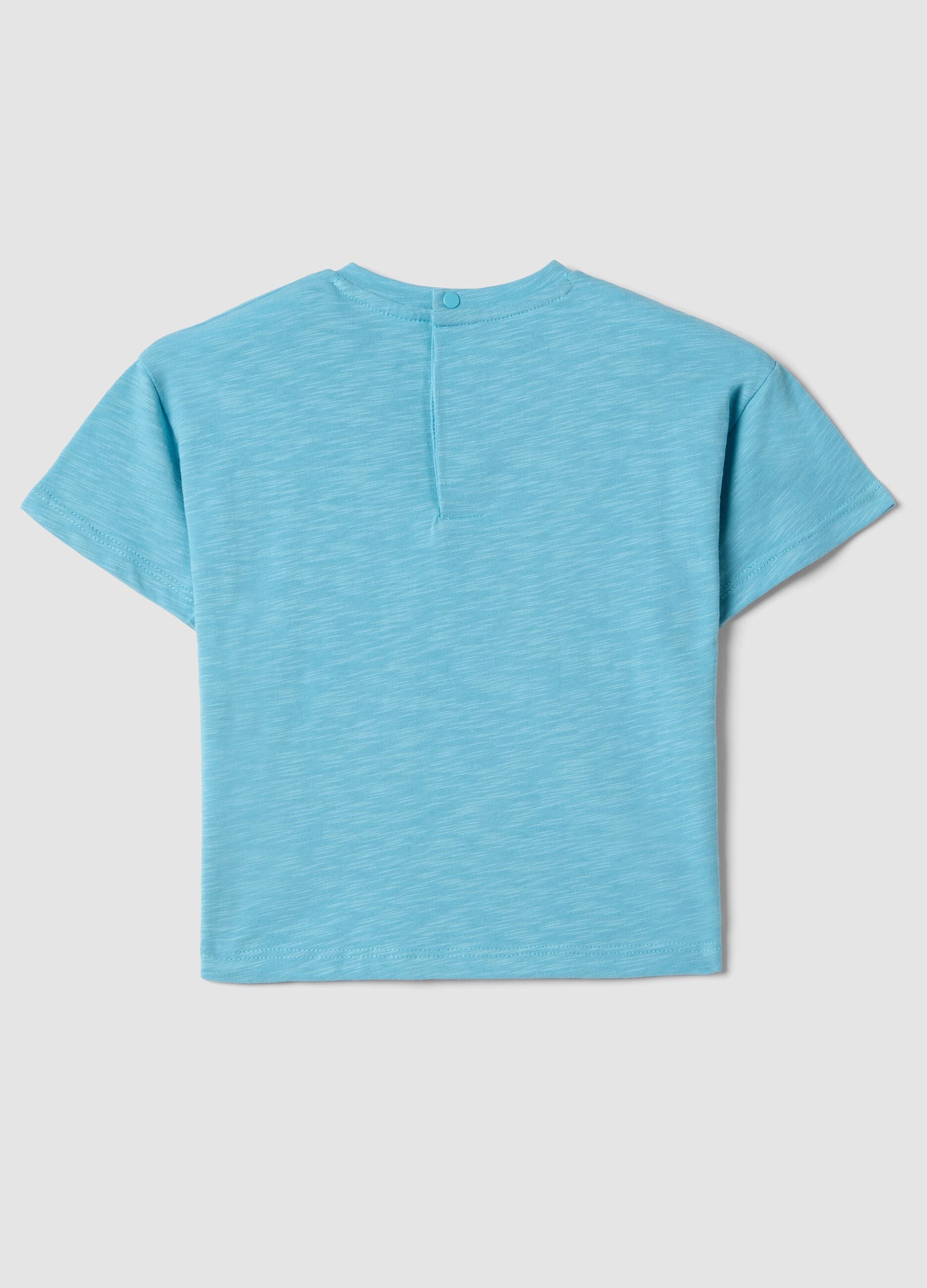 Light blue pure cotton children's t-shirt regular fit with pocket