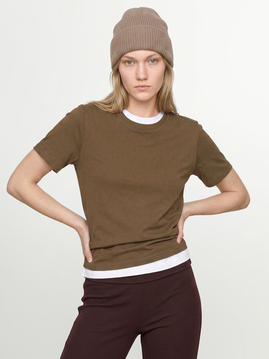 T-shirt verde in puro cotone organico a girocollo regular fit_0