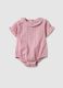 Multicoloured check cotton bodysuit for baby girls with ruffle collar_0