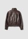 Girls&rsquo; brown jacket with zip and high neck, oversized fit_5