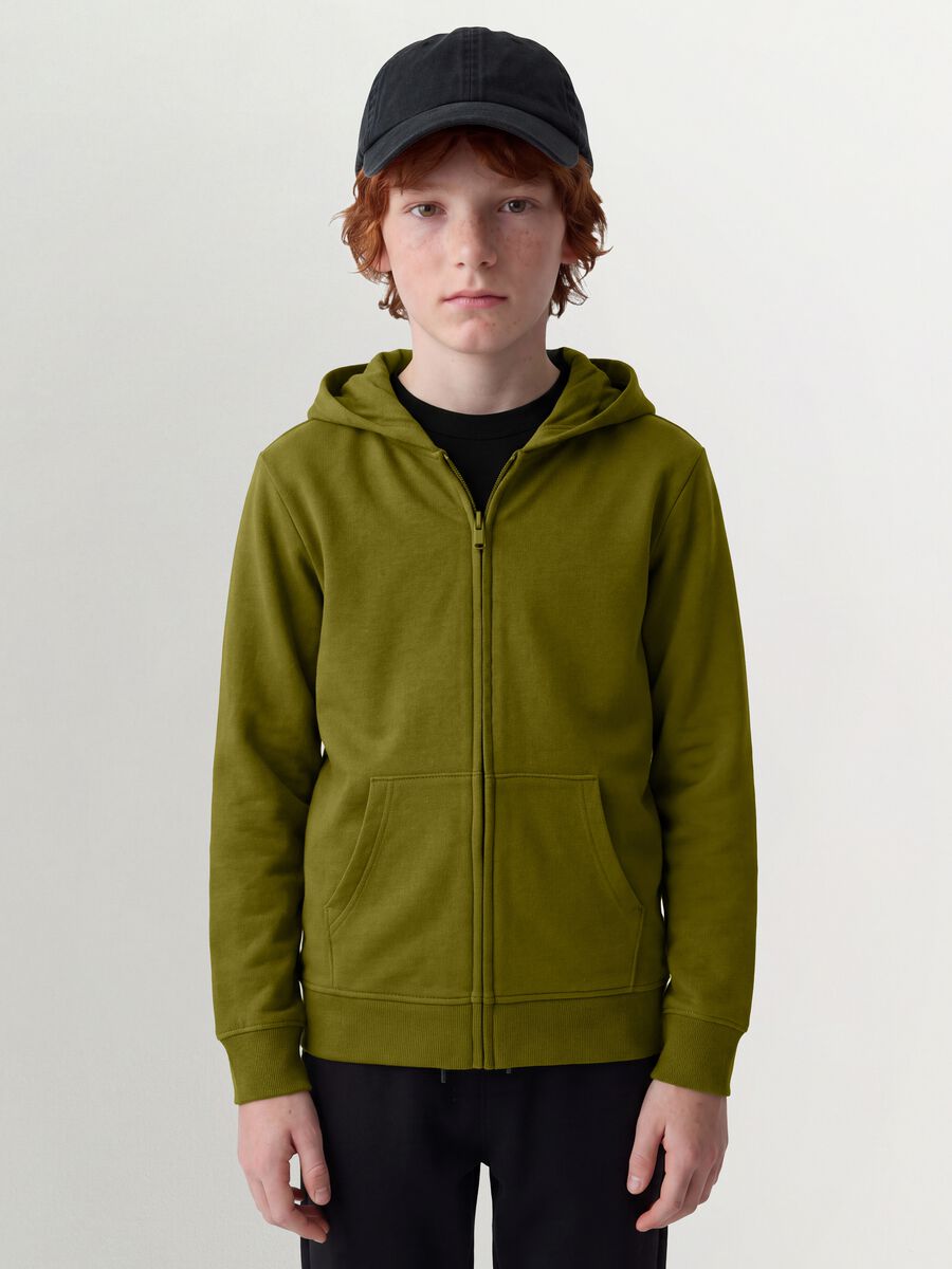 Green regular-fit organic cotton hoodie for boys_0