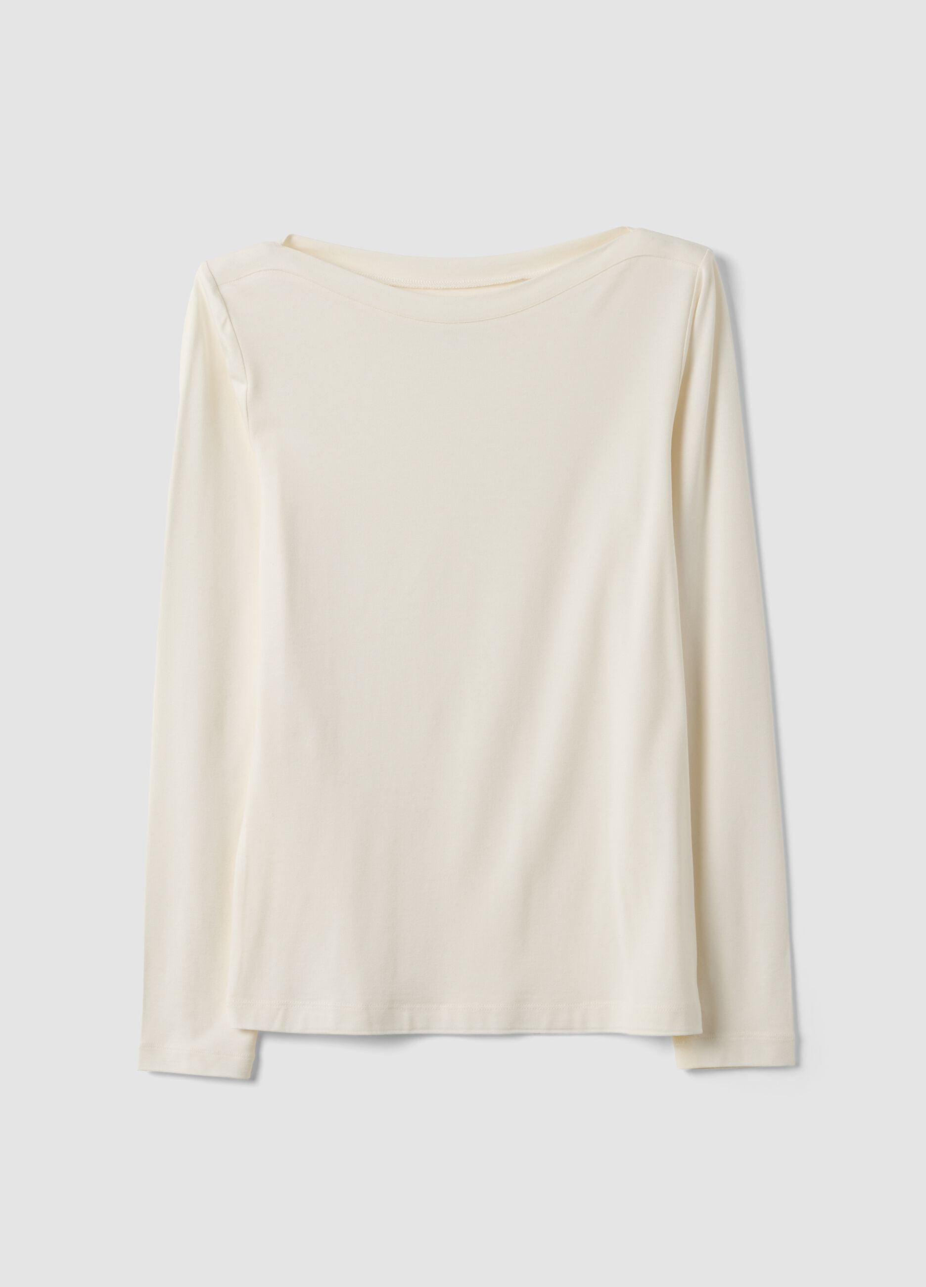 White stretch viscose slim-fit T-shirt
