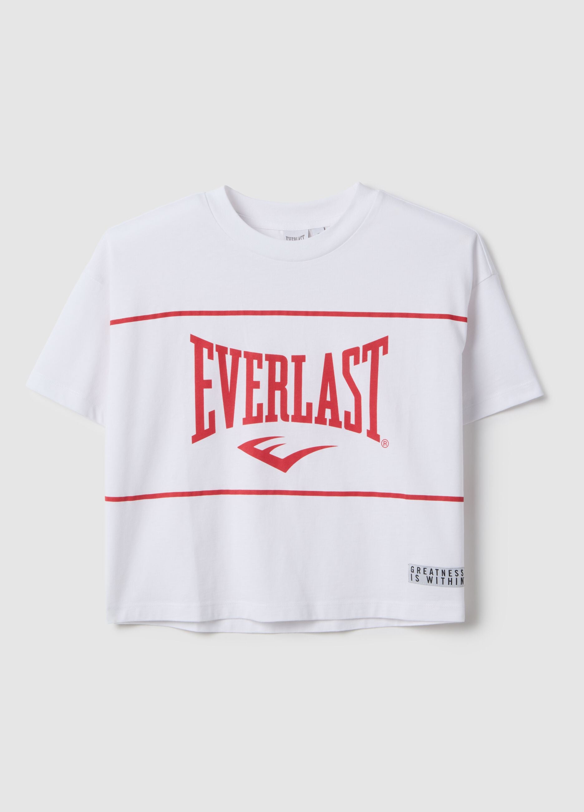 Pure White Cotton T-shirt Regular Fit with Everlast Print