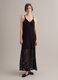 Long black crochet dress with V-neck, regular fit_0