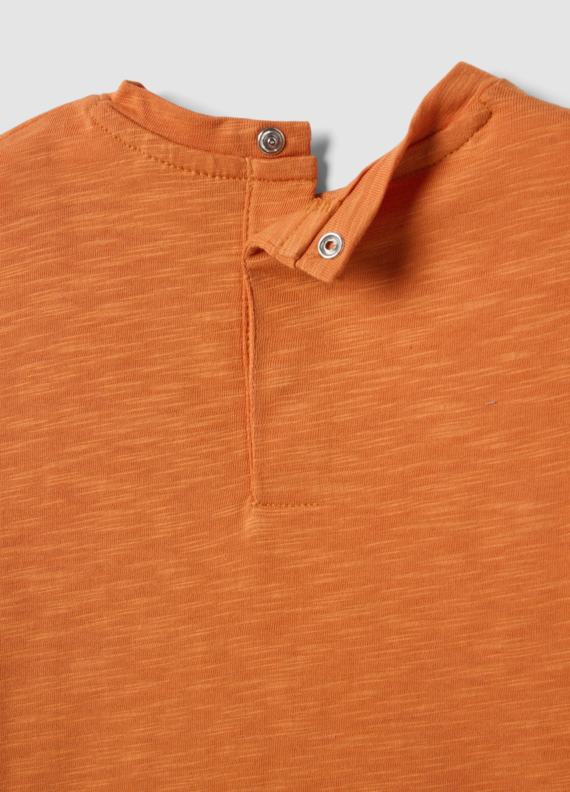 Orange pure cotton children's regular fit T-shirt with pocket