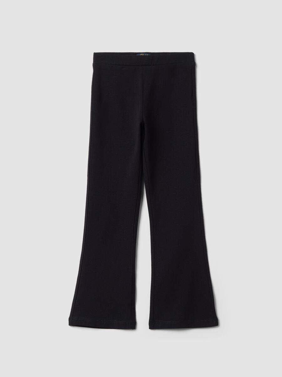 Black stretch cotton flared leggings for girls_0