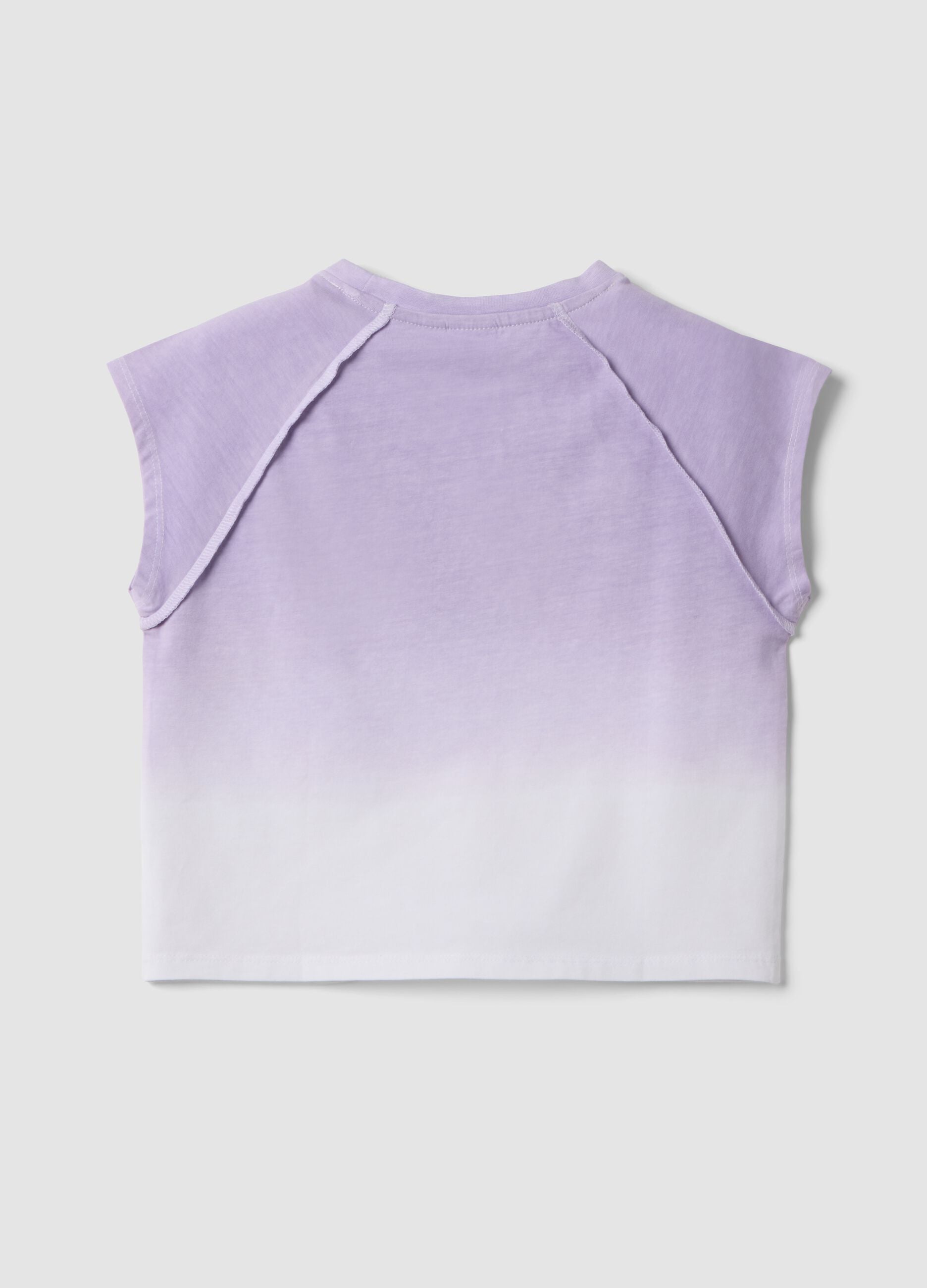 Girls&rsquo; purple short-sleeve stretch cotton T-shirt, regular fit