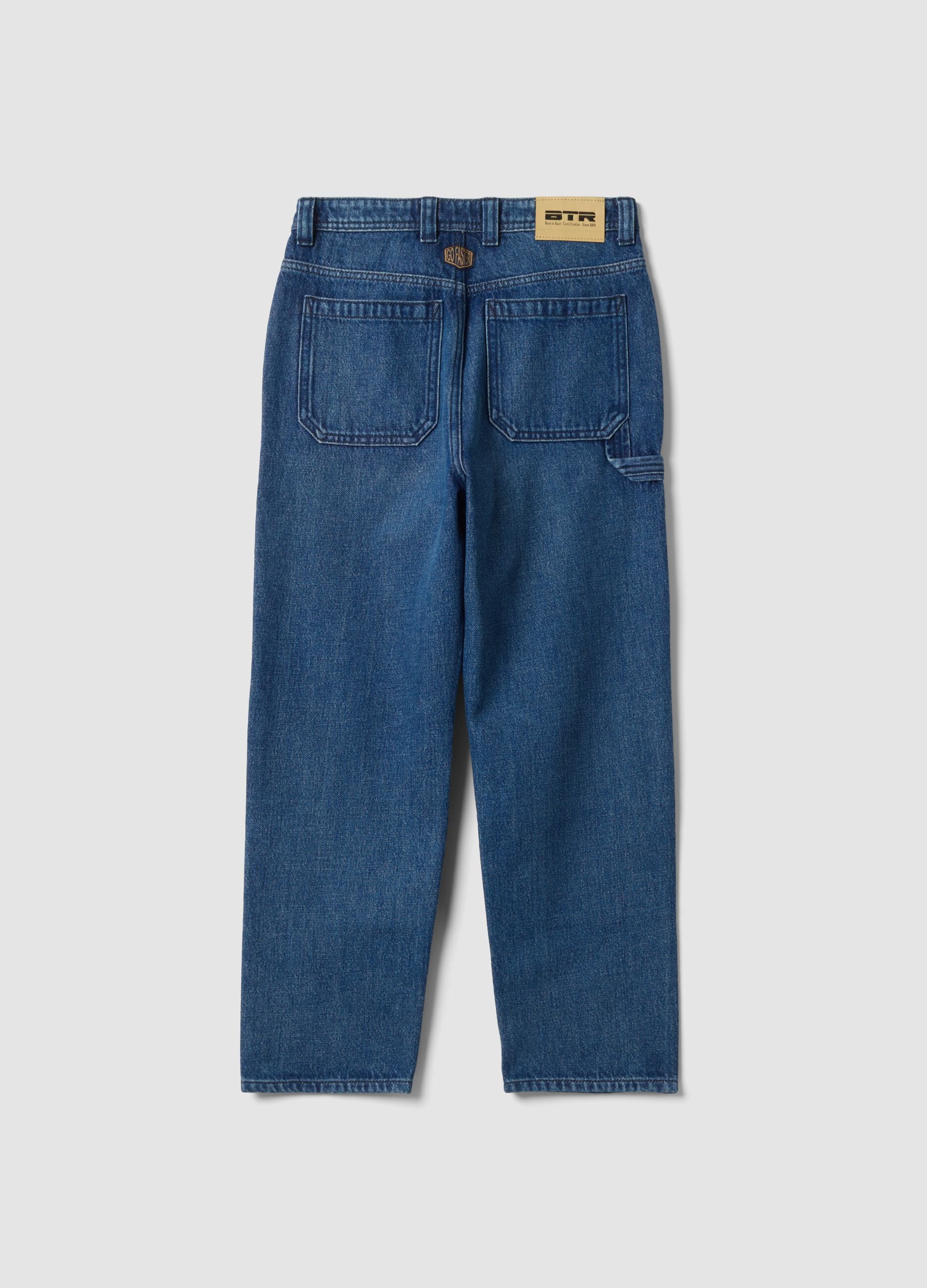 Blue pure cotton jeans with comfort-fit pockets