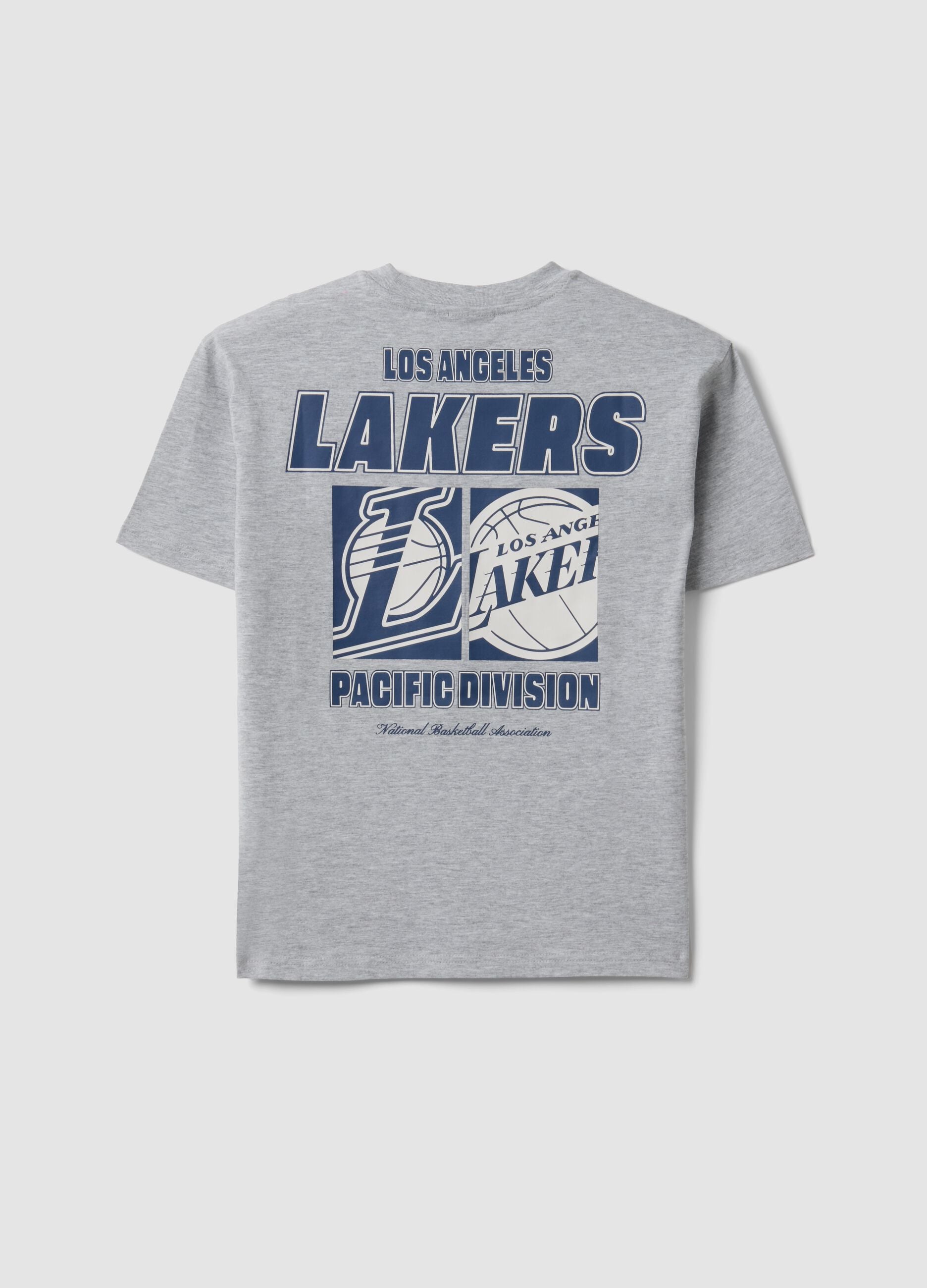 Grey pure cotton Lakers print T-shirt for boys