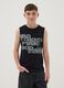 Black slogan vest top in pure cotton, oversized fit_0