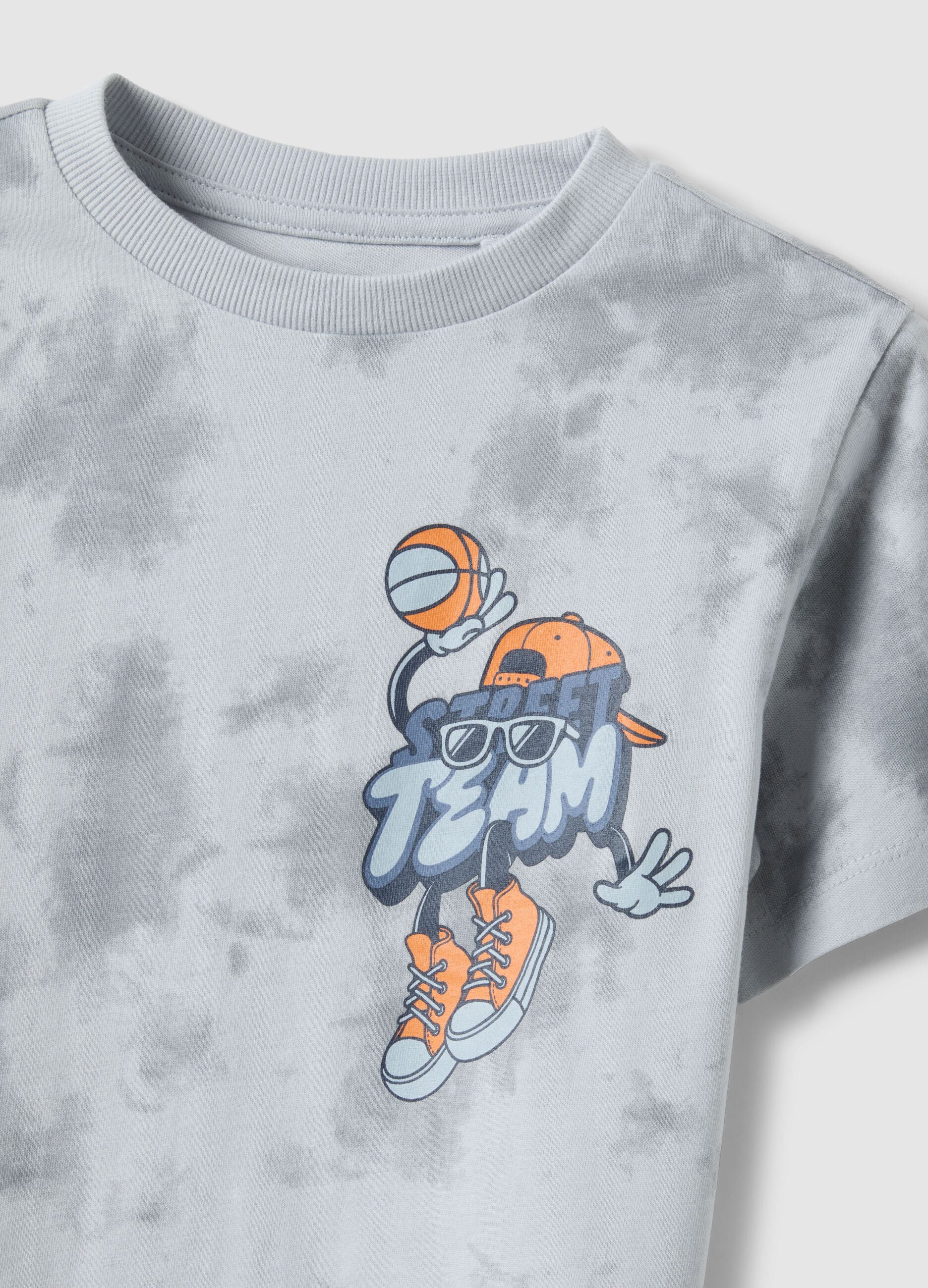 Children's Grey Tie-Dye Pure Cotton T-shirt Regular Fit