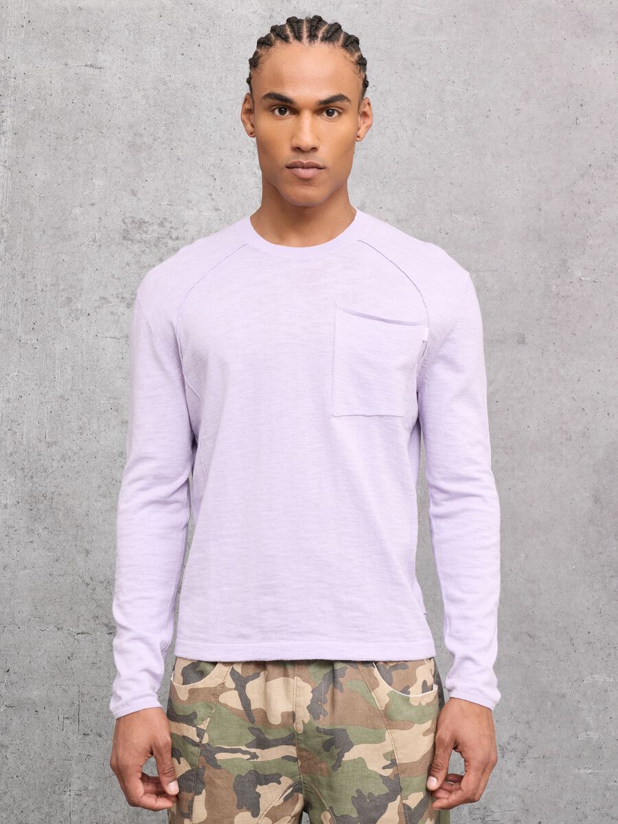 Pastel Lilac Knit Long-Sleeve T-Shirt_0