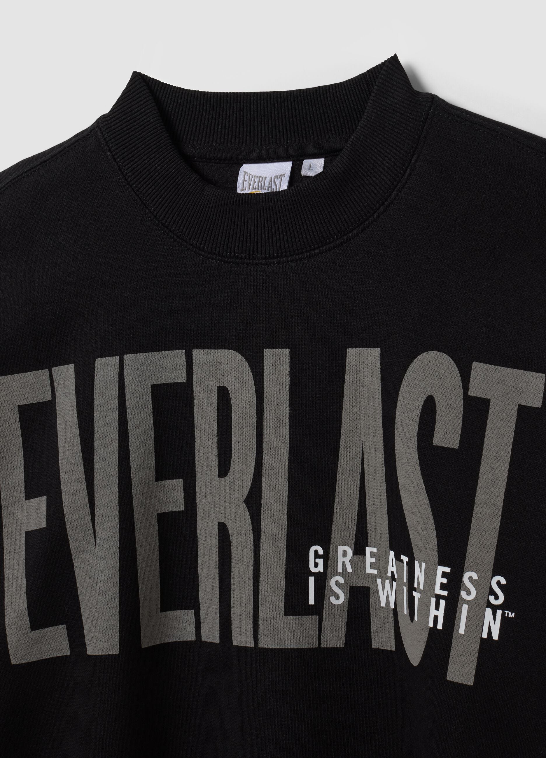 Black cotton-blend sweatshirt with front logo
