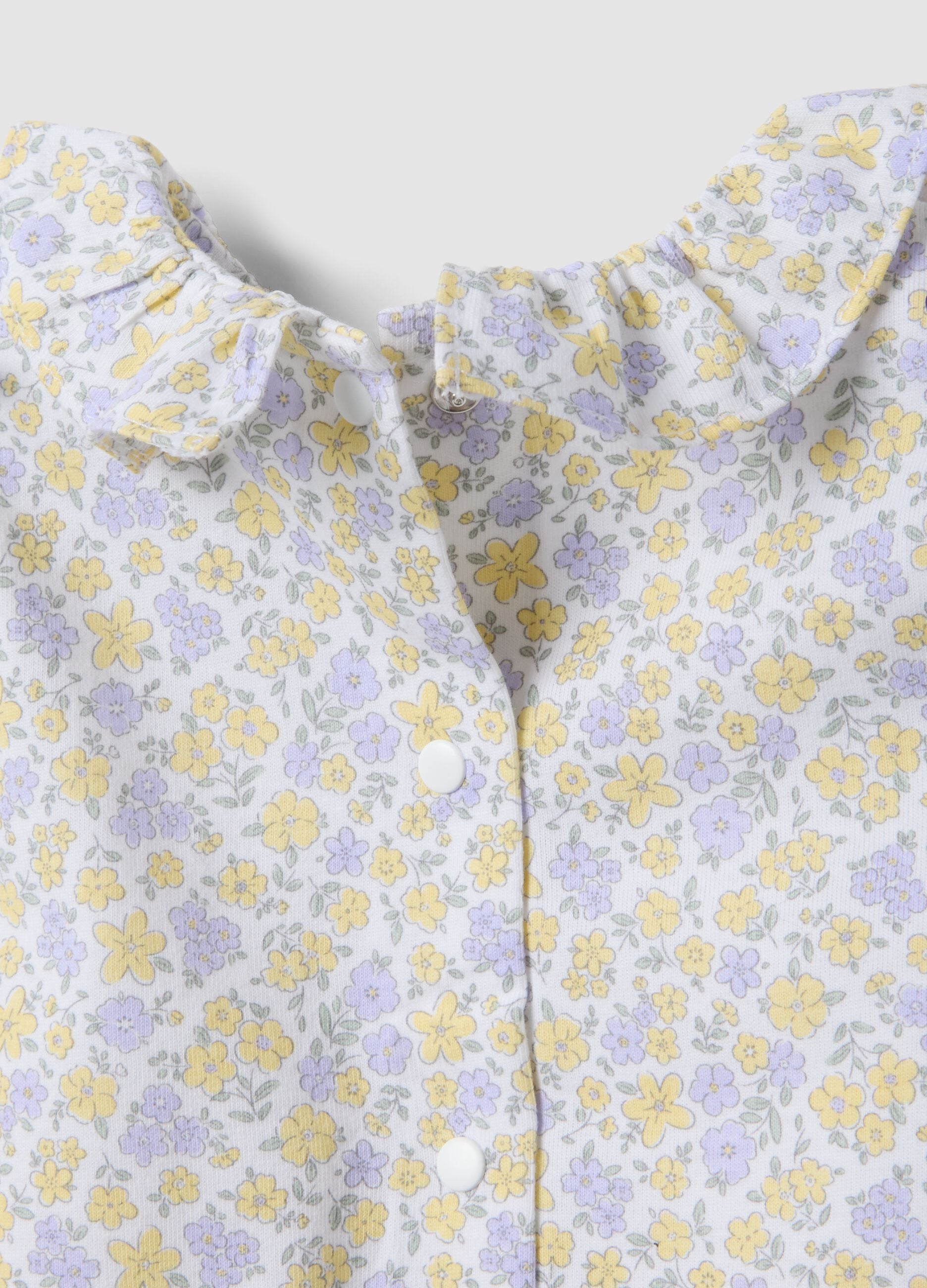 Purple and white pure organic cotton set with floral top and leggings