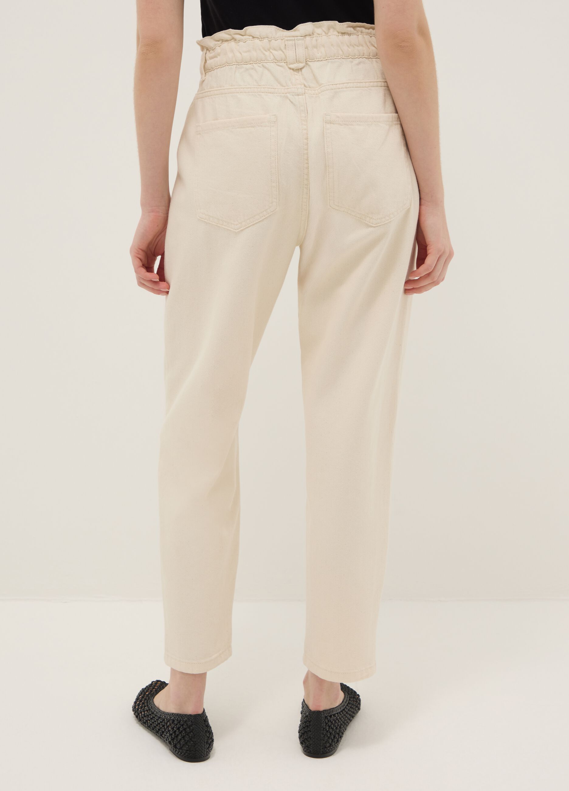 Beige pure cotton baggy trousers