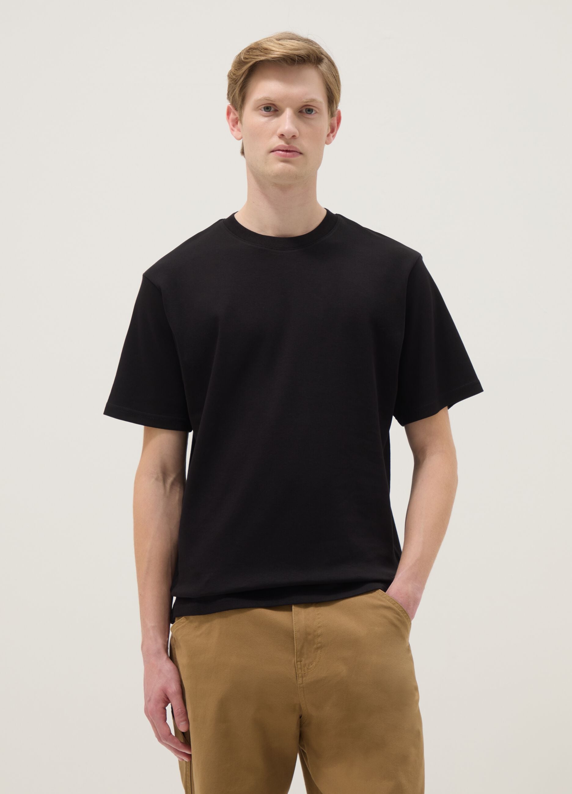 Relaxed Fit Black Pure Cotton Short Sleeve T-Shirt