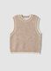 Beige stretch wool crew-neck gilet with oversized fit_4