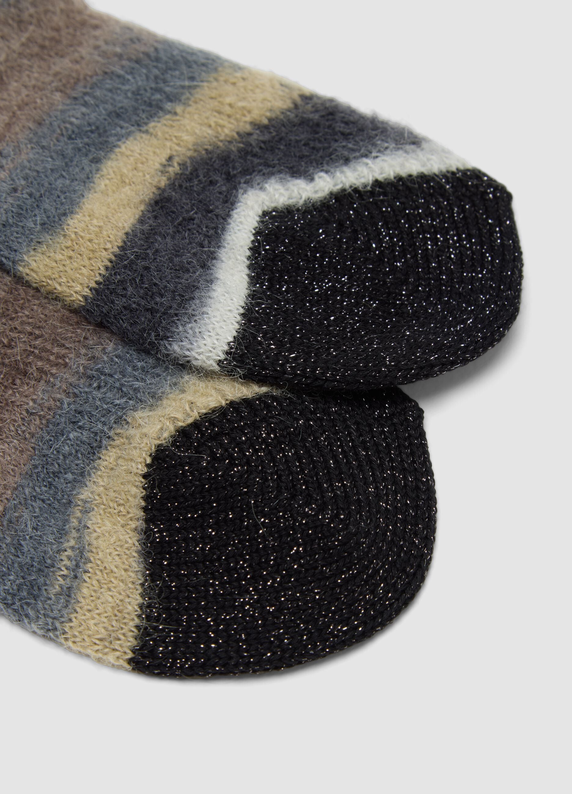 Multicolour striped socks in mohair and stretch alpaca